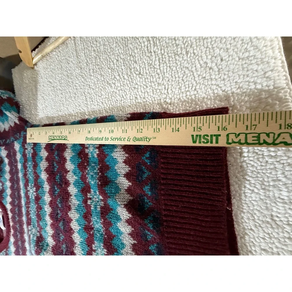Bar Harbor Knits Mens Large VTG Wool Sweater‎ Burgundy Teal USA